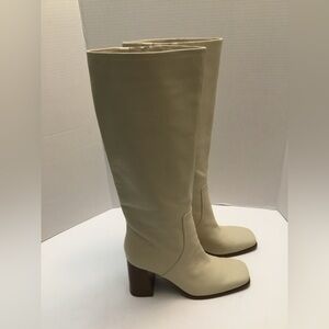 Marc Fisher Off White Knee-High Block Heel Boots size 9.5M